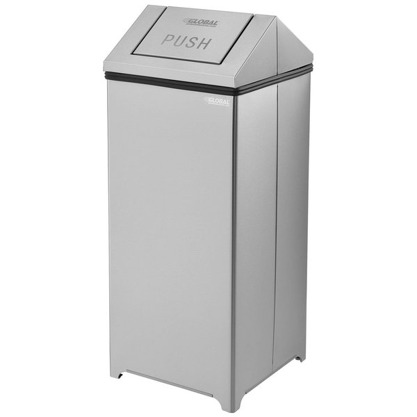 Global Industrial Square Metal Trash Can, Silver, Stainless Steel 641268